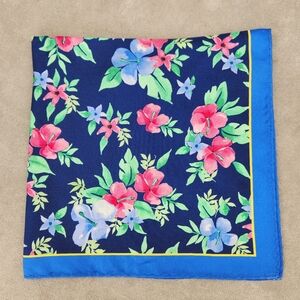 Cremieux Pocket Square Blue Pink Floral 100% Silk Pochette Formal Classic New$35